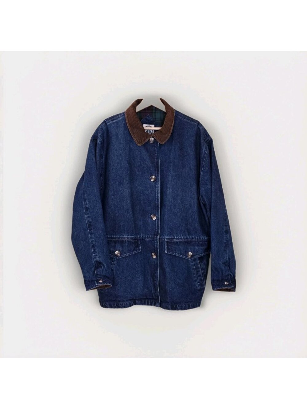 VTG Rest Relaxation Denim Jacket 16 Blue Corduroy Collar Buttons Pockets Cotton